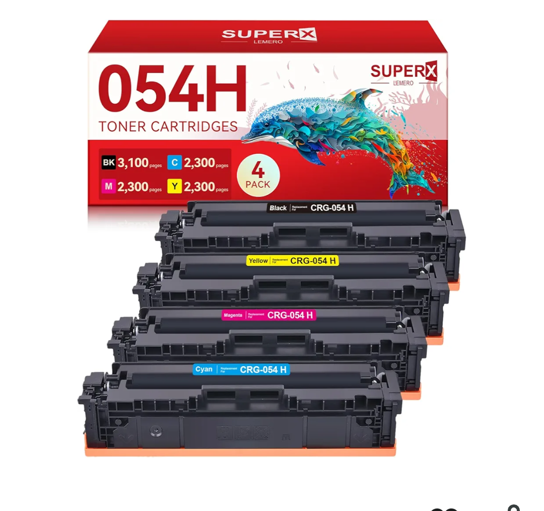 054H Toner Cartridges Compatible for Canon 054H 054 Toner Cartridges Set 054 054H Toner Work for Canon Color ImageCLASS MF644Cdw MF642Cdw LBP622Cdw MF641Cw Printer (4-Packs for 054H Toner, BCMY)