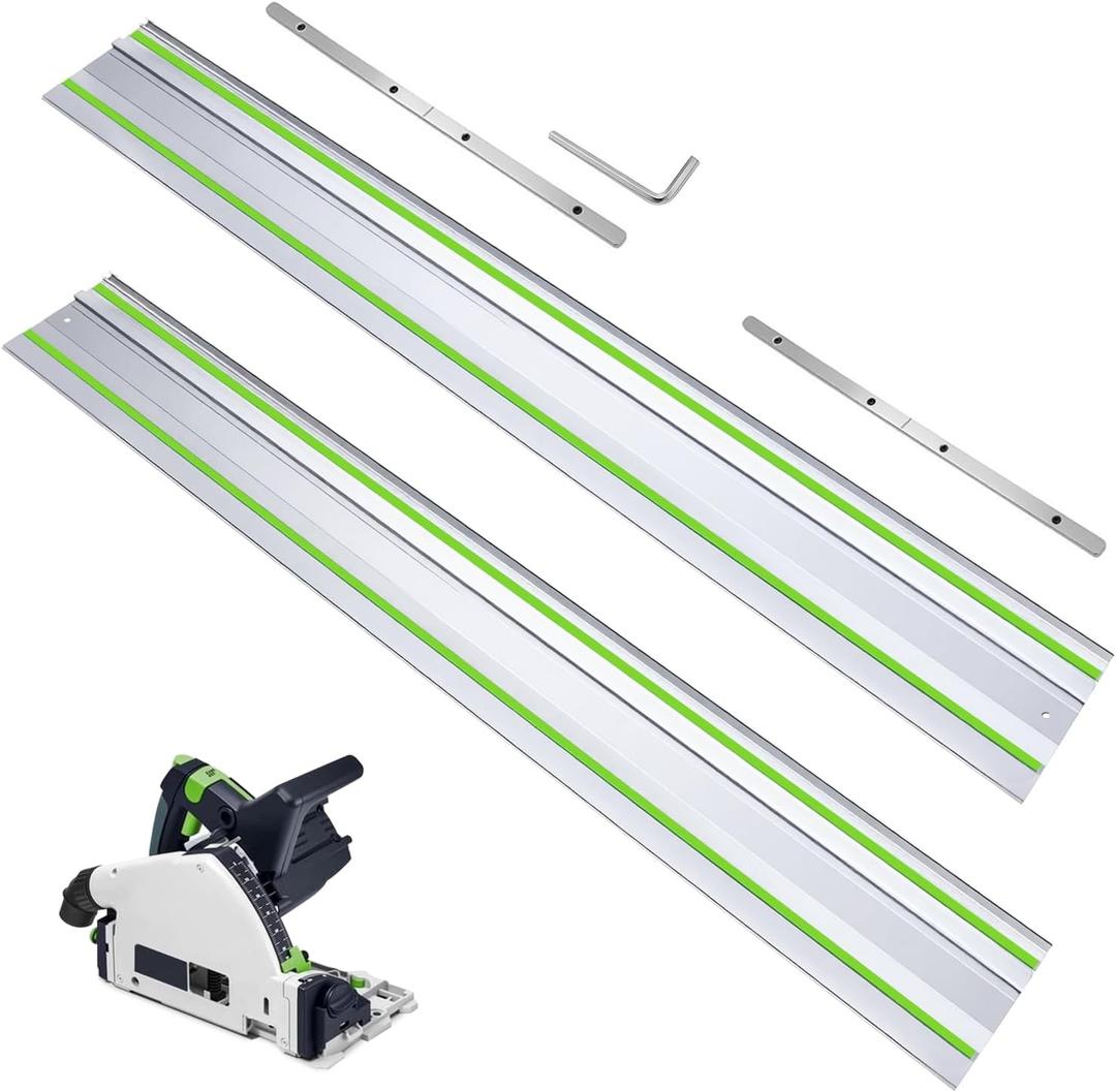 110" Guide Rail for Festool Track Saw TS-55/TS-75/TS-60: 55"x2 Rail Track with 13.4" Connectors for Festool, FS-1400/2 Guide Rail, Heavy-Duty System for Precise Longer Woodworking Cuts