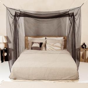 Black Mosquito Net for Single to King-Sized Beds  No Openings & 6 Hanging Loops  Decorative Rectangular Shape for Home & Travel  Bed Canopy Hanging Kit & Carrying Bag Included