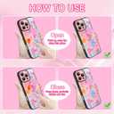 KANGHAR for iPhone 16 Pro Max Case Stand Summer Collage Coastal Full Body Rugged Shockproof Protection Glossy Protective Slim Case 6.9 Inch Pink