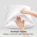 Bedsure Satin Pillowcases, Similar to Silk Pillow Cases Queen Size Set of 2, Pure White Cooling Pillow Case for Sleeping Women with Envelope Closure, Gifts for Women Men, 20x30 Inches, 2pcs