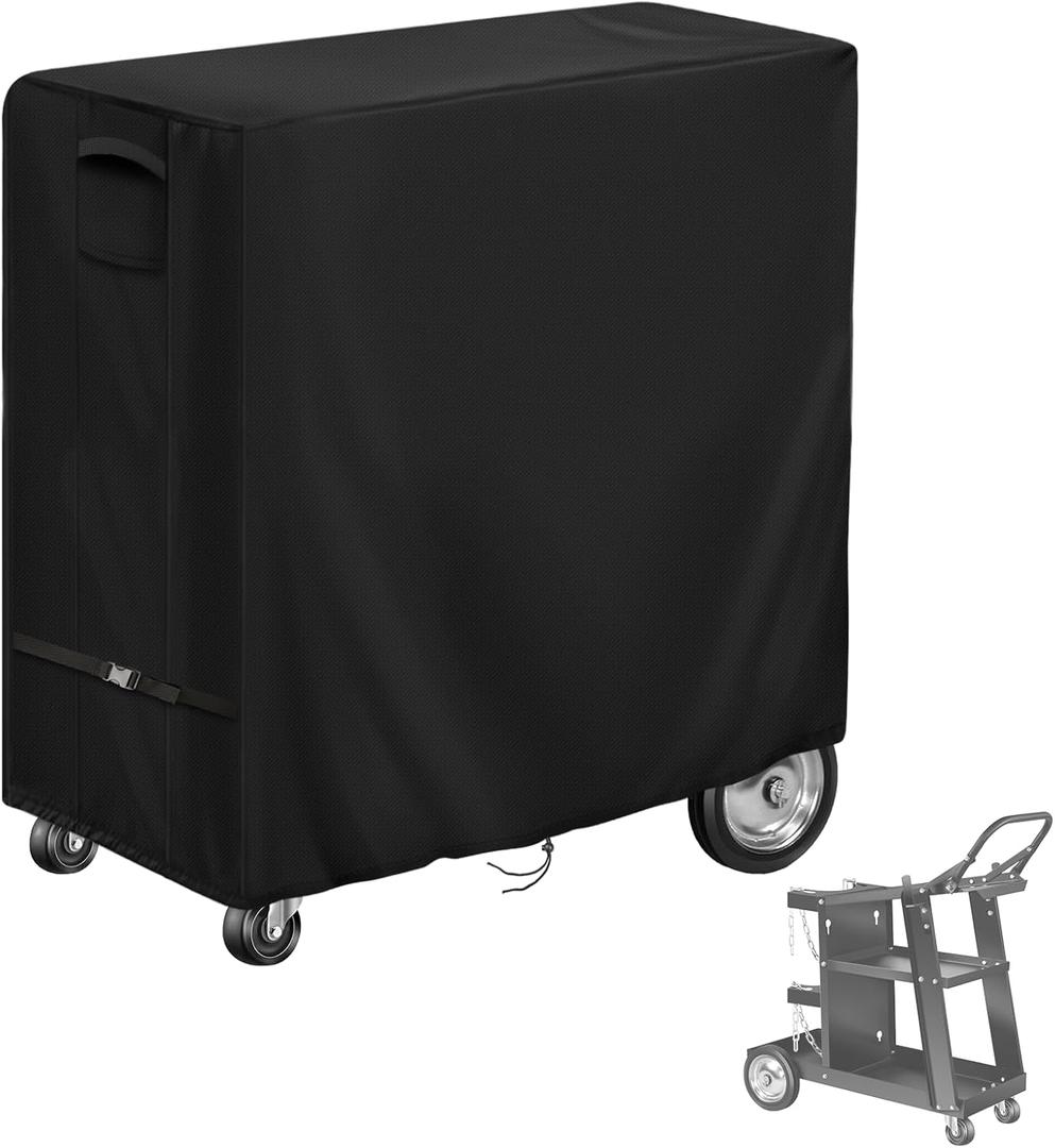 Welding Cart Cover, 37inch Waterproof Welder Cart Cover for Rolling TIG MIG Welding Cart and Air Cutting Machine Cart, Black-37L x 18W x 40H (Large)