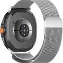 Bands Compatible with Samsung Galaxy Watch 8 40mm/44mm/Classic 46mm 2025, Magnetic Milanese Loop Mesh Metal Stainless Steel Replacement Wristband for Men Women (Silver)