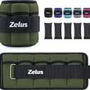 ZELUS 1 Pair Adjustable Ankle Weights, 10 lb Modularized Leg Weight Straps for Women Men, Weighted Ankle Weight Set with Removable Sandbags, 1-5 lb per Ankle Strap for Gym Yoga Jogging Walking, Green