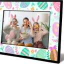 Easter Picture Frame, Easter Gifts for Friends, Colorful Easter Egg Decor, Wooden Spring Floral Easter Egg 4x6 Photo Frame, Easter Party Supplies Favor-B05