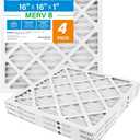 LotFancy 16x16x1 Air Filter MERV 8 Dust Defense (4-Pack) Pleated HVAC Furnace Air Filters, Replacement for Home AC & Heating Systems, Actual Size: 15.75" x 15.75" x 0.75"