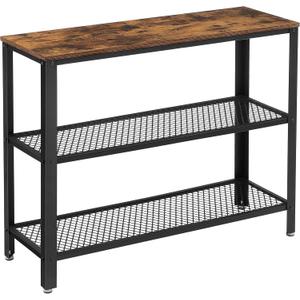 VASAGLE 40" Industrial Console Table, 3 Tier Entryway Table with Storage Shelf, Narrow Sofa Tables for Living Room, Hallway, Entrance Hall, Corridor, Bedroom, Rustic Brown and Black ULNT81BX