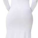 Maternity Dress for Photoshoot Solid Cut Out Backless Long Sleeve Maxi Photography Pregnancy Dress for Women (White, S)