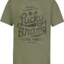 Lucky Brand Boys' Short Sleeve Graphic Crew Neck T-Shirt, Soft, Comfortable, Relaxed Fit (Green)