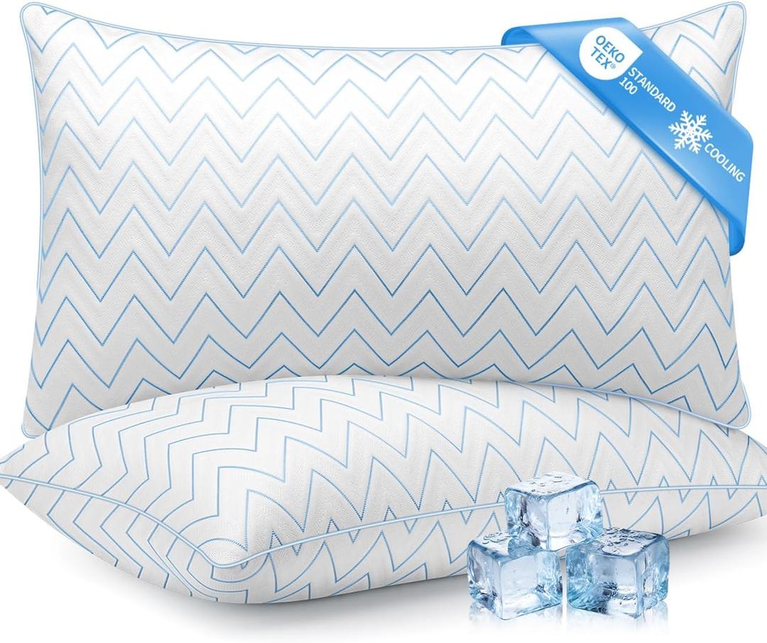 DIORIS Pillows Queen Size Set of 2 - Luxury Hotel Collection Cooling Bed Pillows for Sleeping, Breathable Medium Soft Down Alternative Microfiber Filled Pillows for Back, Stomach Sleepers