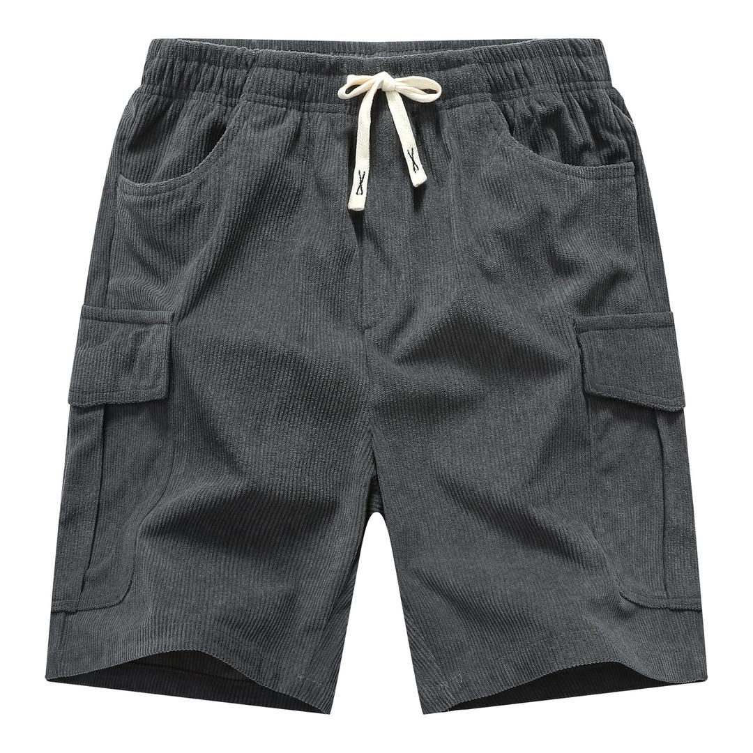 Buytop Boy's Corduroy Hiking Cargo Shorts Lightweight Kids Workout Shorts Casual Elastic Waistband Drawstring Girls Jogging Short with Multi Pockets(W1566DarkGray-16) (Gray)