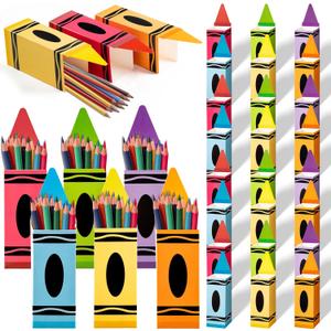 Crayon Candy Pencil Gift Boxes - 24Pcs Back to School Treat Boxes Pencil Candy Holders Gift Bag, Thanks Teacher Paper Gift Party Favors for School Classroom Birthday