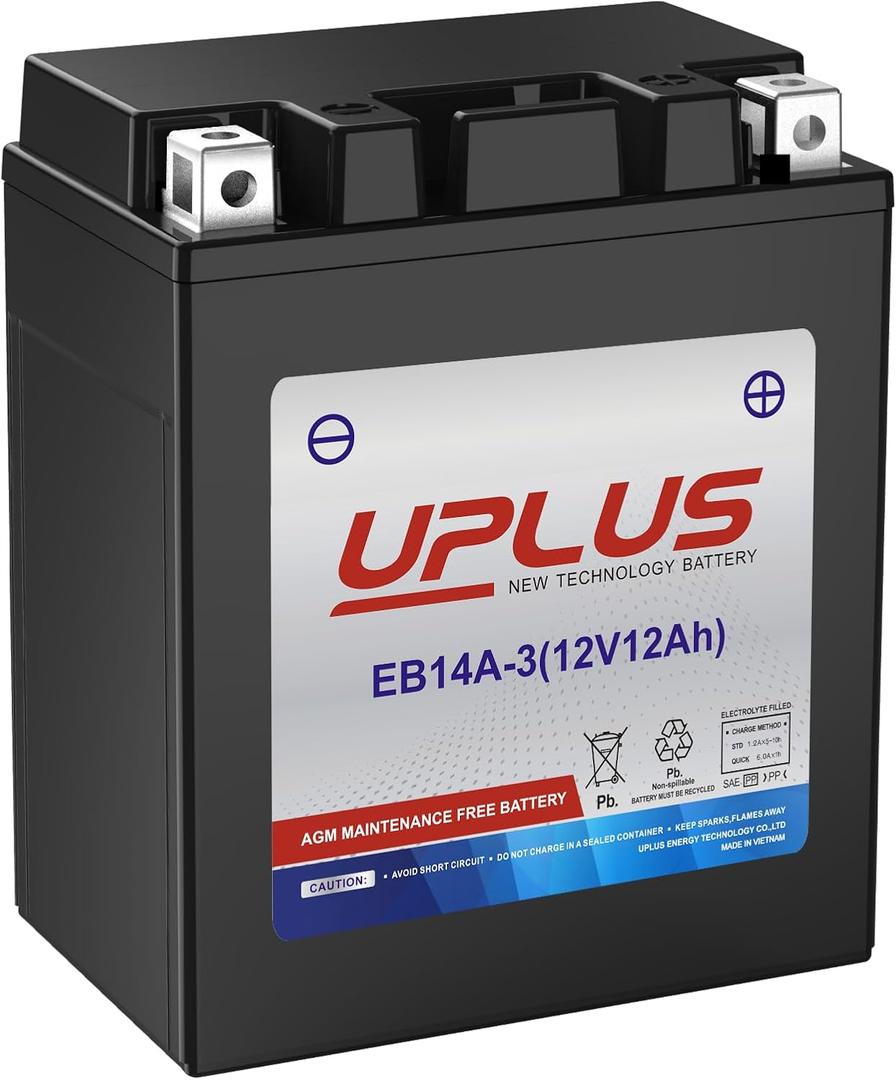 UPLUS YTX14AHL-BS Motorcycle Battery, EB14A-3 12V 12Ah SLA Batteries Maintenance Free Scooter ATV AGM Battery, Replacement for PTX14AHL-BS, GTX14AHL-BS, YUAM62H4L, YB14L-A2, 12N14-3A, YB14L-B2, ETX15L
