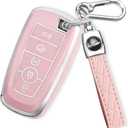 For Ford Key Fob Cover with Keychain, Soft TPU Key Case Shell Full Protection for Ford Explorer Fusion Escape Edge Expedition F150 F250 F350 F450 F550 Maverick Mustang(Pink)