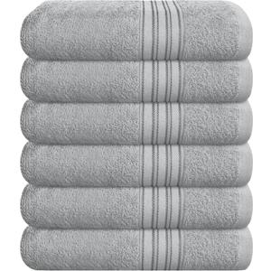 BOUTIQUO Ultra Soft Cotton 6 -Piece Hand Towel Set 16x24 Inch, Ideal for use in Bathroom, Kitchen, Gym, Spa & General Cleaning, Compact & Lightweight Multi Purpose Hand Towels - Light Grey