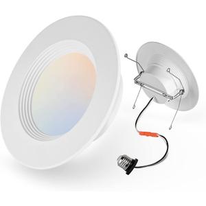 1 Pack 5/6 Inch LED Can Lights Retrofit Recessed Lighting, 5CCT 6 Inch Recessed Lights Selectable 2700K-6000K Dimmable, 12W=75W, 1200LM Downlight with Metal Smooth Trim-ETL and Energy Star Certified