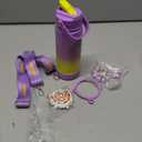 Mininoo Insulated Stainless Steel Kids Water Bottle for School with Straw Lid & Strap, 50 Stickers, 18 oz(Purple/Yellow)