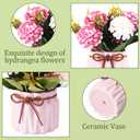 Zeyune 8 Pieces Pink Flowers in Ceramic Vase Women Pink Office Decoration Table Flowers Centerpieces Small Fake Hydrangeas with Pot for Spring Party Wedding Decor Mother Gifts
