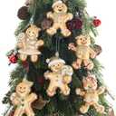 6Pcs Gingerbread Man Ornaments 5.0 Inch Tall for Christmas Tree Assorted Gingerbread Figurines Ornaments for Christmas Tree Hanging Decorations Holiday Xmas Season Home Decor Gifts