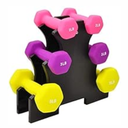 BF-D235 Fitvids Set of 2 Neoprene Dumbbell Hand Weights, Anti-Slip, Anti-roll, Hex Shape Colorful (Set with Rack: 20-Pound, 3 Pairs)