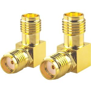 Boobrie Gold-Plated Upgraded SMA Female to Female 90 Degree Right Angle Connector Pack of 2