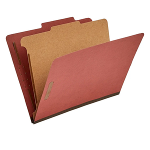 Amazon Basics Classification Folder- 100% Recycled, 1 Divider, 2" Embedded, 10 Count per Box, 12.09 x 10.63 inch (Letter), Red, 10 pack