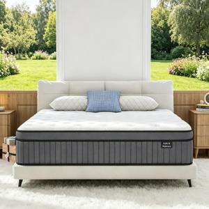 Hiboss Full Size Mattress, 10 Inch Hotel Level Full Hybrid Mattress in a Box, Medium Firm, Cooling Fresh Night, 7-Zones Extra Support & Spinal Alignment, No Odor, CertiPUR-US, 365-Night Trial