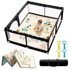 Mloong Large Baby Playpen for Toddler - 6959in Babies Play Pen Playard Active Center Black