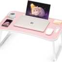 Ruxury Folding Lap Desk Bed Desk Laptop Table Tray, Breakfast Serving Tray, Portable & Lightweight Mini Table for Sofa Couch Floor - Pink (Large)