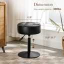 LUE BONA Adjustable Vanity Stool, 360Swivel Vanity Chair for Makeup Room, Black Stool Chair for Vanity, Small Faux Leather Vanity Stools for Bathroom, Living Room