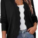 PRETTYGARDEN Cardigans for Women Lightweight Casual Long Sleeve Knitted Open Front Shrugs Sweaters 2026 Fall Clothes (Black, M)