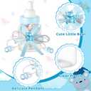 Nuenen 48 Pcs Baby Shower Milk Bottles with Ribbon Plastic Bear Candy Bottles Baby Shower Favors Gender Reveal Wedding Birthday Party Decorations(Blue)
