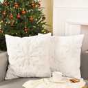 2 Pcs Snowflake Pillow Covers 18x18 Inch Christmas Winter Pillow Covers 3D Tufted White Snowflake Throw Pillows Cases Embroidery Christmas Pillowcase for Couch Sofa Bed Room Xmas Holiday Decor