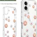 Unov Case for iPhone 16 Case Clear with Design Embossed Flower Pattern Soft TPU Bumper Slim Protective 6.1 Inch (Daisy Blooms)