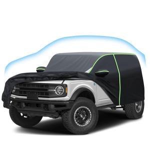 Cartist 420d Car Cover Fits for Ford Bronco 4-Door 2021-2025 2026, car Cover Waterproof All Weather for Bronco Accessories, Strong Oxford, with Zipper & Reflective Safety Strips