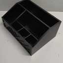 Paper Plate Dispenser, Paper Plate Holder for Kitchen Counter, Wood Rustic Silverware Utensil Caddy, Cutlery Flatware Organizer Box for Cups Spoons Forks Plates Napkins, Kitchen Accessories (Black)