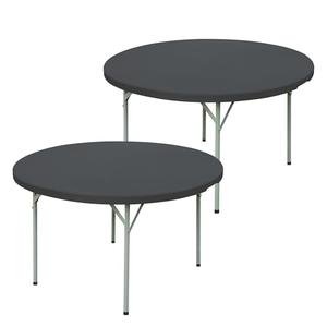 mylacerhome 2 Pack Round Fitted Tablecloth 5ft Stretch Spandex Table Cover 60 Inch Grey Washable Tables Cloth Elastic Table Topper for Indoor and Outdoor