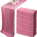 12 Pack 10Ft Cheesecloth Table Runner 35x120 Inch Boho Gauze Table Runner Rustic Cheese Cloth Long Romantic Table Runners for Wedding Bridal Shower Birthday Party Table Decor (Dusty Rose)