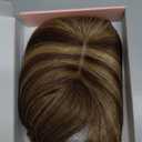 Flufymooz 100% Real Human Hair Toppers, 12 Inch Human Hair Toppers for Thinning Hair Large Hand-woven Area 360 Coverage Natural Hairpiece Wiglet for Women 5"x3" Silk Base (Medium Brown with Blonde)