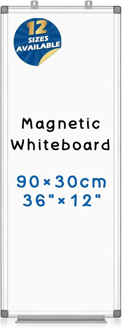 36" x 12" Magnetic White Board, Long Whiteboard Wall Hanging Vertical Board, to-do List Narrow Mini Small Portable Dry Erase Board for Walls 36" x 12" Magnetic White Board, Long Whiteboard Wall Hanging Vertical Board, to-do List Narrow Mini Small Portable Dry Erase Board for Walls