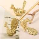 2 Pack Brass Peacocks Shape Cabinet Drawer Knobs Handles, Gold Cabinet Knobs, Dresser Antique Knobs Kitchen Bathroom Furniture Handle (Peacock-3)