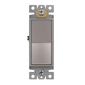 ENERLITES Elite Series Decorator Rocker Light Switch, 15A 120V/277V, Gloss Finish, Single Pole, 3 Wire, Grounding Screw, Residential Grade, UL Listed, 91150-NK, Nickel, Pack of 2