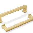 khtumeware 10 Pack 5inch(128mm) Hole Center Brushed Gold Cabinet Pulls Heavy-Duty Solid Matte Gold Cabinet Hardware Pulls for Kitchens, bathrooms and Dresser Handle