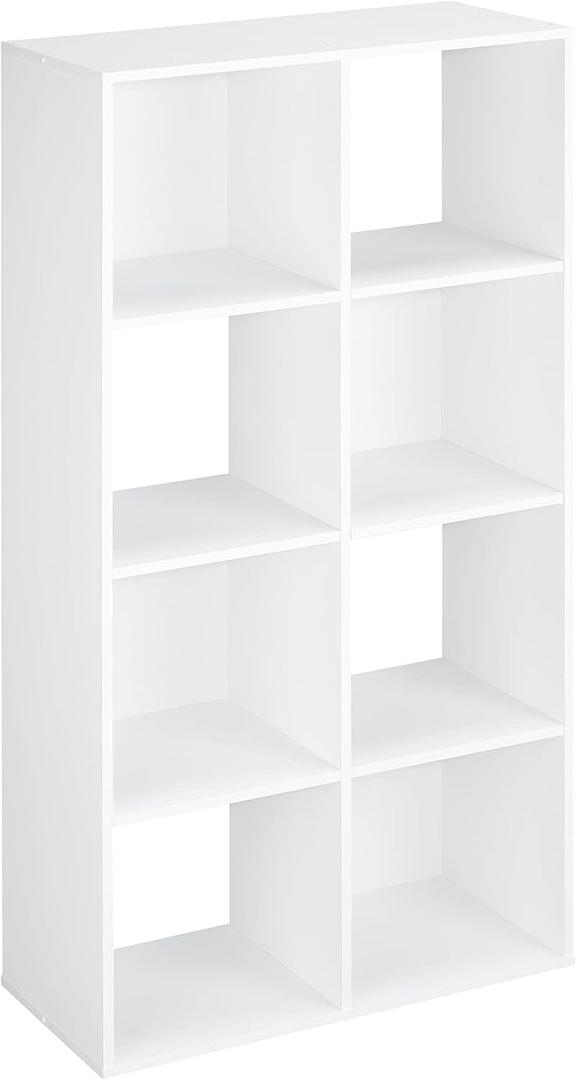 ClosetMaid Cubeicals 8 Cube Storage Shelf Organizer Bookshelf, Stackable, Vertical or Horizontal, Easy Assembly, Wood, White Finish
