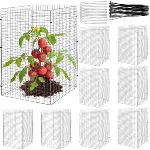 Geosar 40 Pcs/10 Packs Chicken Wire Plant Protectors 11.7 x 19.5 Inch Mesh Plant Protection Cage from Animals with U Shaped Garden Stakes and Nylon Tie for Outdoor Garden Flowers Vegetables