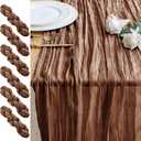 6PCS Table Runner Cheesecloth 10FT Brown Boho Gauze Cheese Cloth Rustic Sheer Table Runners for Wedding Bridal Baby Shower Party Decoration