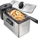 Hamilton Beach Family Style Electric Deep Fryer, Includes Frying Basket with Hooks, 1500 Watts, Easy Detach Magnetic Cord, 3 Liter / 12 Cup Oil Capacity, Stainless Steel (35220G)