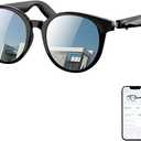 GetD Smart Sunglasses, Round Polarized Lens Bluetooth Glasses for Women and Men with Speaker, Music Glasses AI Translator, 11H Battery Life, Voice Control, Smart Eyewear for Travel Driving Meeting