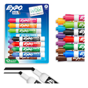 EXPO Dry Erase Markers, Low Odor Ink, Assorted Colors, Chisel Tip, 12 Count - Easily Erases, Vibrant Ink, Ideal for Classroom, Back to School Supplies, Teachers, Office, Whiteboard & Home