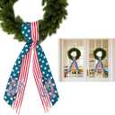 3 x 2 Pcs 4th of July Sash for Wreath 250th Anniversary Patriotic Front Door Decor Reversible USA Sash Wreath Independence Day Memorial Day Accessories for Outdoor Home Party Garland(God Bless)